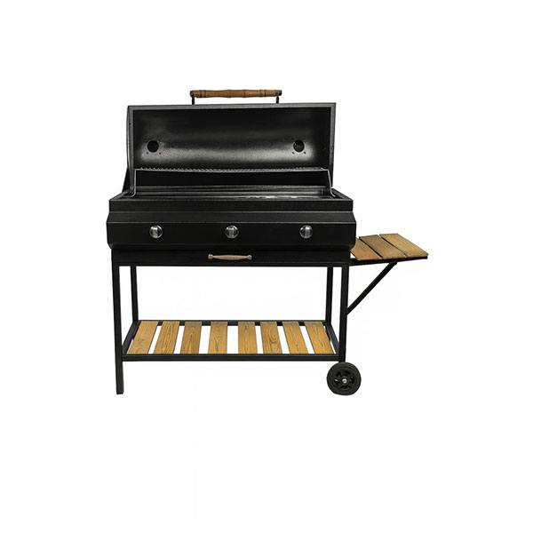 باربیکیو گازی و ذغالی با سایز دهنه ۱۰۰ سانت با میز کار ترمو در سمت راست (مدل B100-R1)